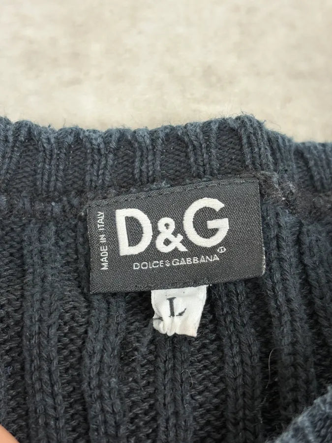 2000s Dolce & Gabbana Navy Wool Sweater qRUXwuv 7