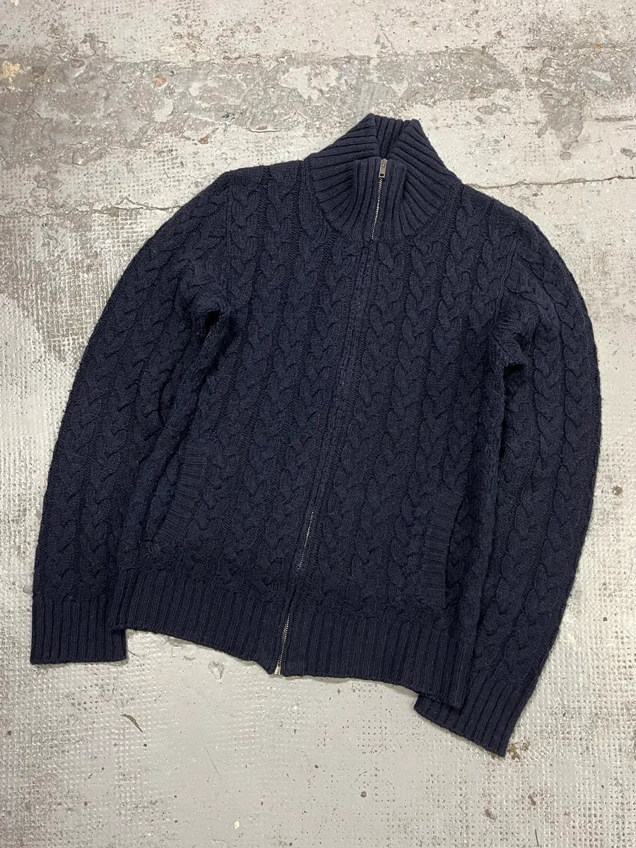 2000s Dolce & Gabbana Navy Wool Zip-up Sweater rUFhmSK 3