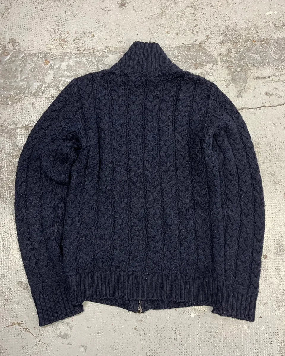 2000s Dolce & Gabbana Navy Wool Zip-up Sweater rUFhmSK 5
