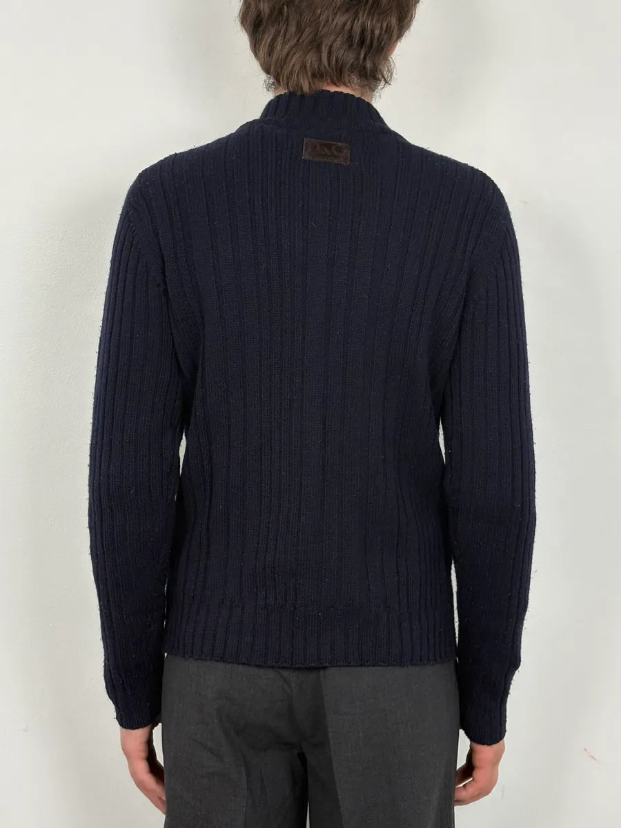 2000s Dolce & Gabbana Navy Wool Zip-Up Sweater VIXIWmA 2