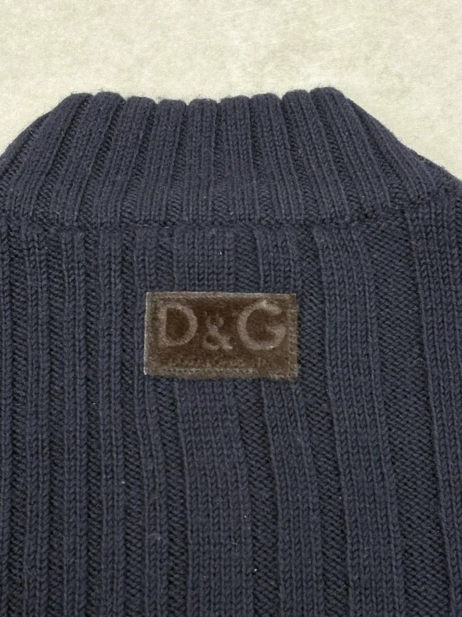 2000s Dolce & Gabbana Navy Wool Zip-Up Sweater VIXIWmA 9