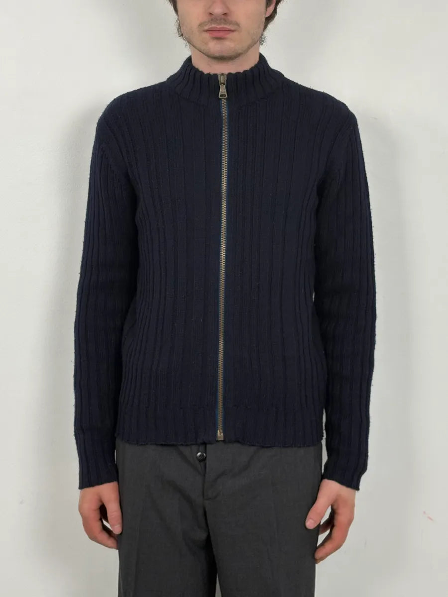 2000s Dolce & Gabbana Navy Wool Zip-Up Sweater VIXIWmA 1