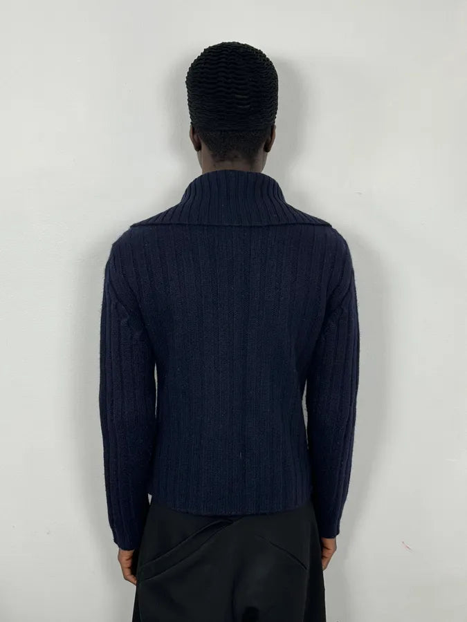 2000s Dolce & Gabbana Navy Wool Zip-up Sweater VoZeemi 2