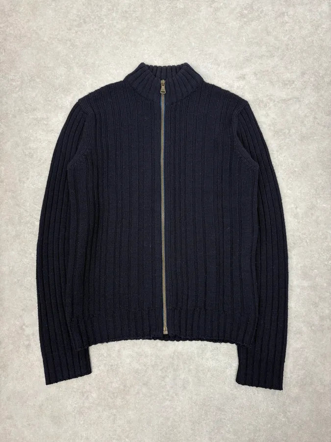 2000s Dolce & Gabbana Navy Wool Zip-Up Sweater VIXIWmA 0