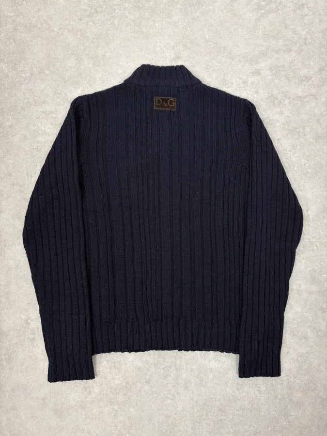 2000s Dolce & Gabbana Navy Wool Zip-Up Sweater VIXIWmA 5