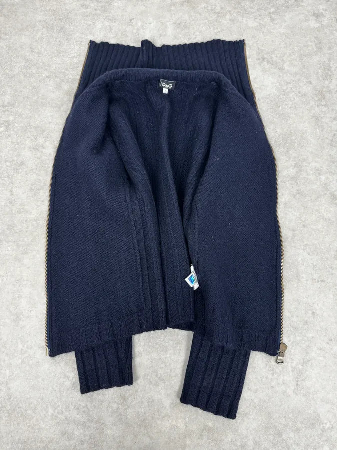 2000s Dolce & Gabbana Navy Wool Zip-up Sweater VoZeemi 7