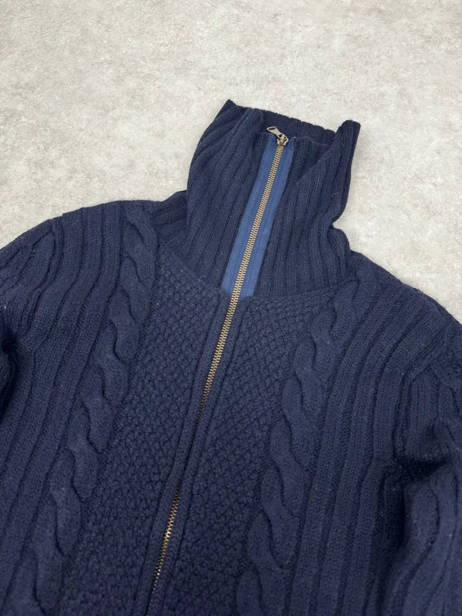 2000s Dolce & Gabbana Navy Wool Zip-up Sweater VoZeemi 5