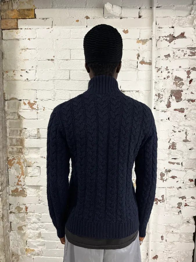 2000s Dolce & Gabbana Navy Wool Zip-up Sweater rUFhmSK 2