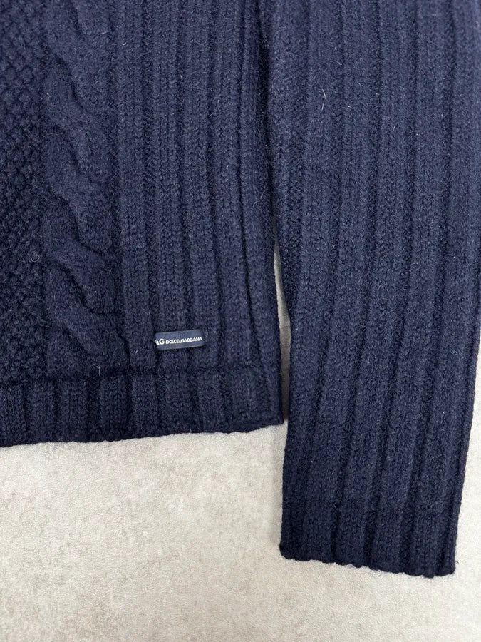 2000s Dolce & Gabbana Navy Wool Zip-up Sweater VoZeemi 8