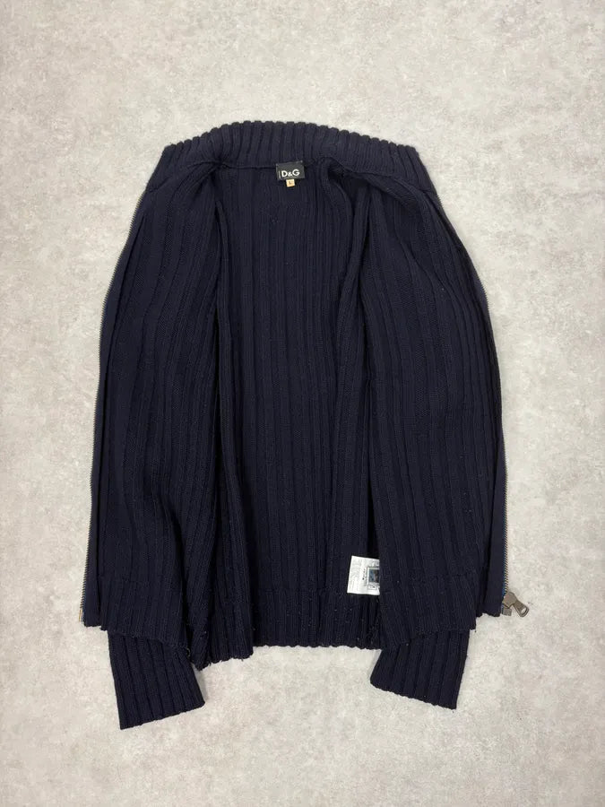 2000s Dolce & Gabbana Navy Wool Zip-Up Sweater VIXIWmA 6