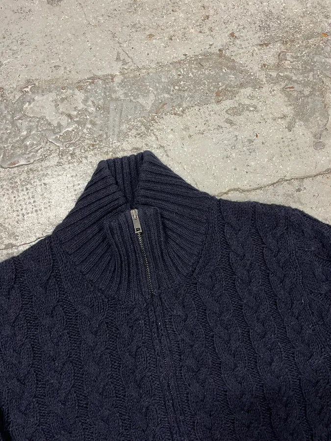 2000s Dolce & Gabbana Navy Wool Zip-up Sweater rUFhmSK 4