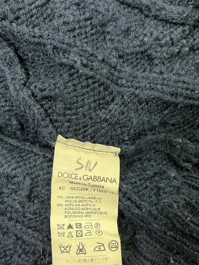 2000s Dolce & Gabbana Navy Wool Zip-up Sweater rUFhmSK 9