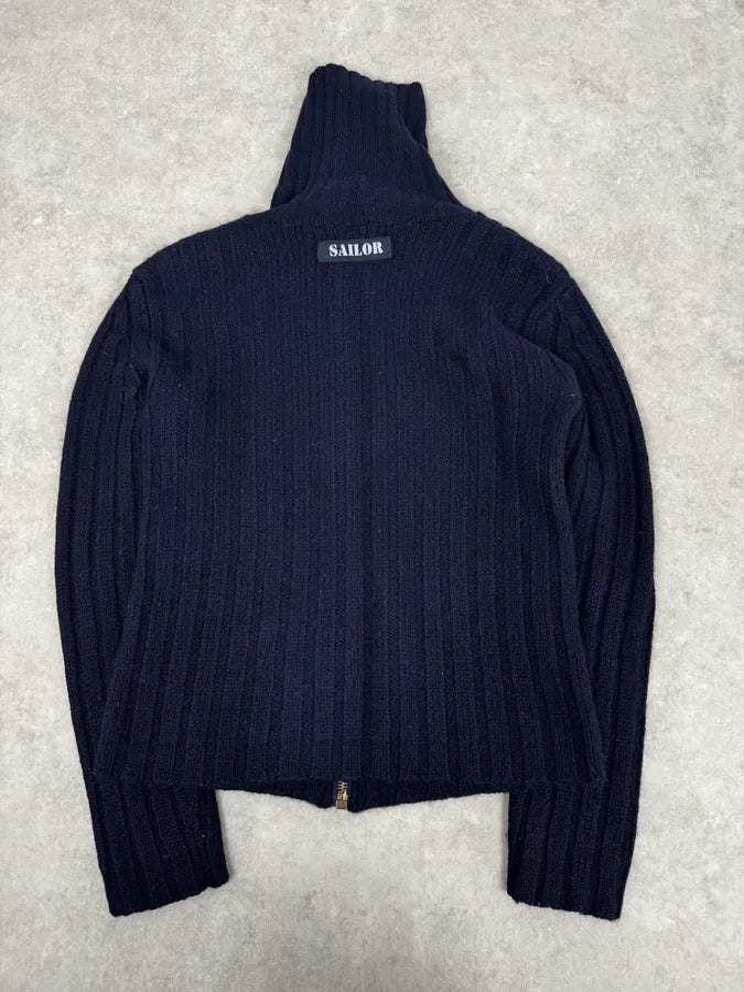 2000s Dolce & Gabbana Navy Wool Zip-up Sweater VoZeemi 3