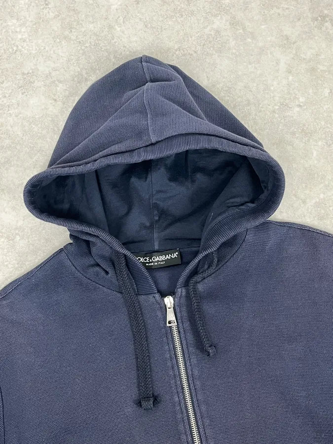 2000s Dolce & Gabbana Navy Zip-up Hoodie hcPWaBp 4