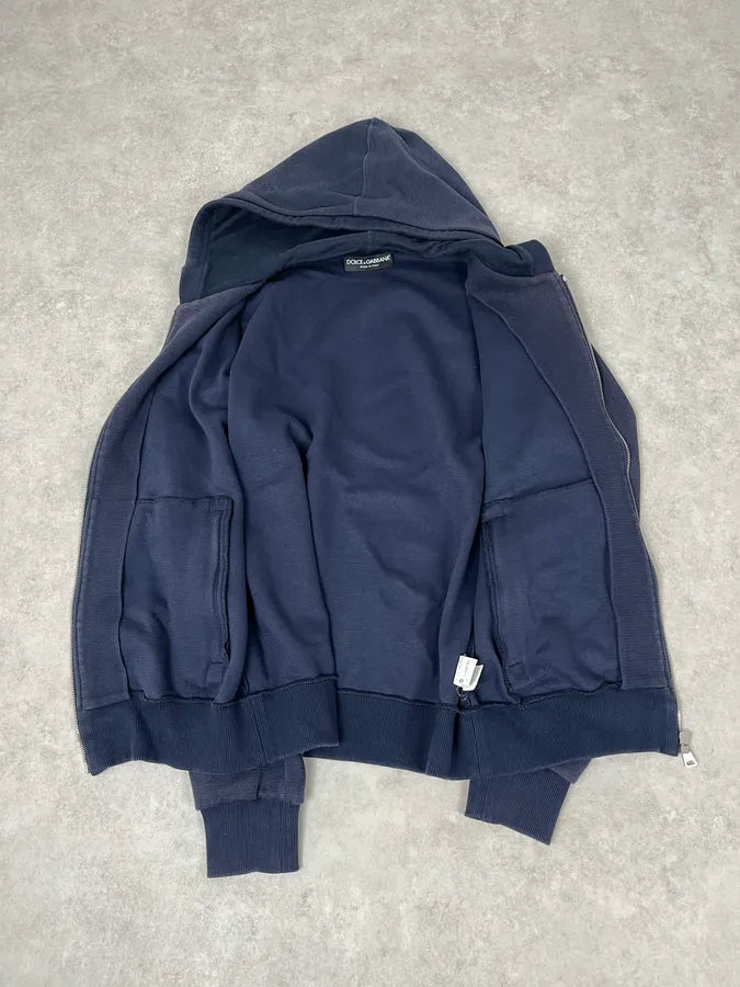 2000s Dolce & Gabbana Navy Zip-up Hoodie hcPWaBp 5