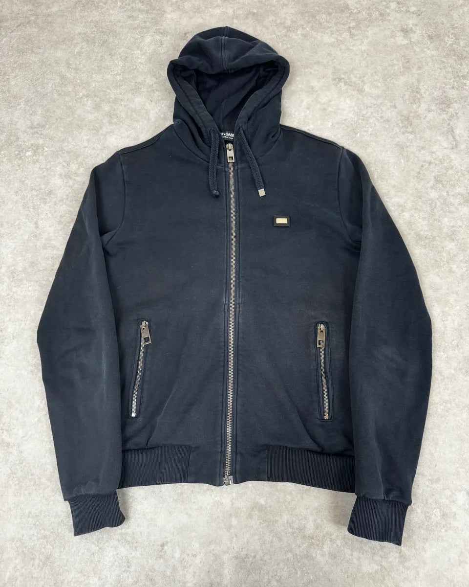 2000s Dolce & Gabbana Navy Zip-up Sweater BvkewRq 0