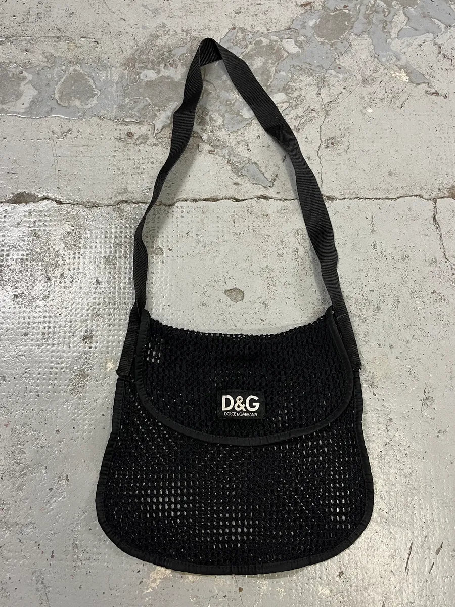 2000s Dolce & Gabbana Net Mesh Black Shoulder Bag TgvfcjT 0
