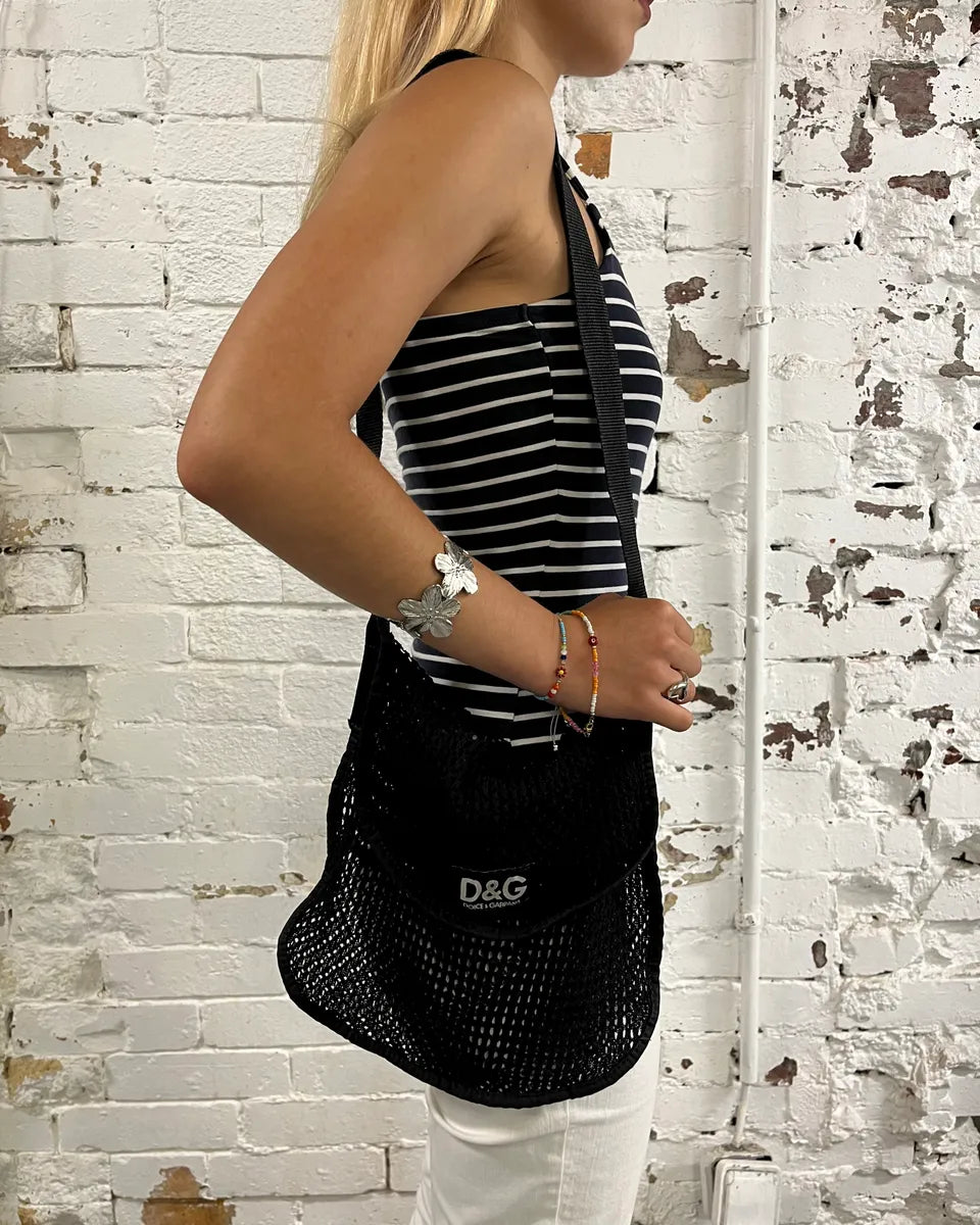 2000s Dolce & Gabbana Net Mesh Black Shoulder Bag TgvfcjT 1