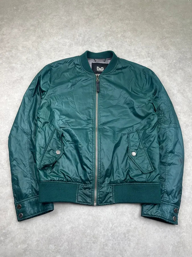 2000s Dolce & Gabbana Nylon Dark Green Forest Bomber Jacket SuycuMK 0