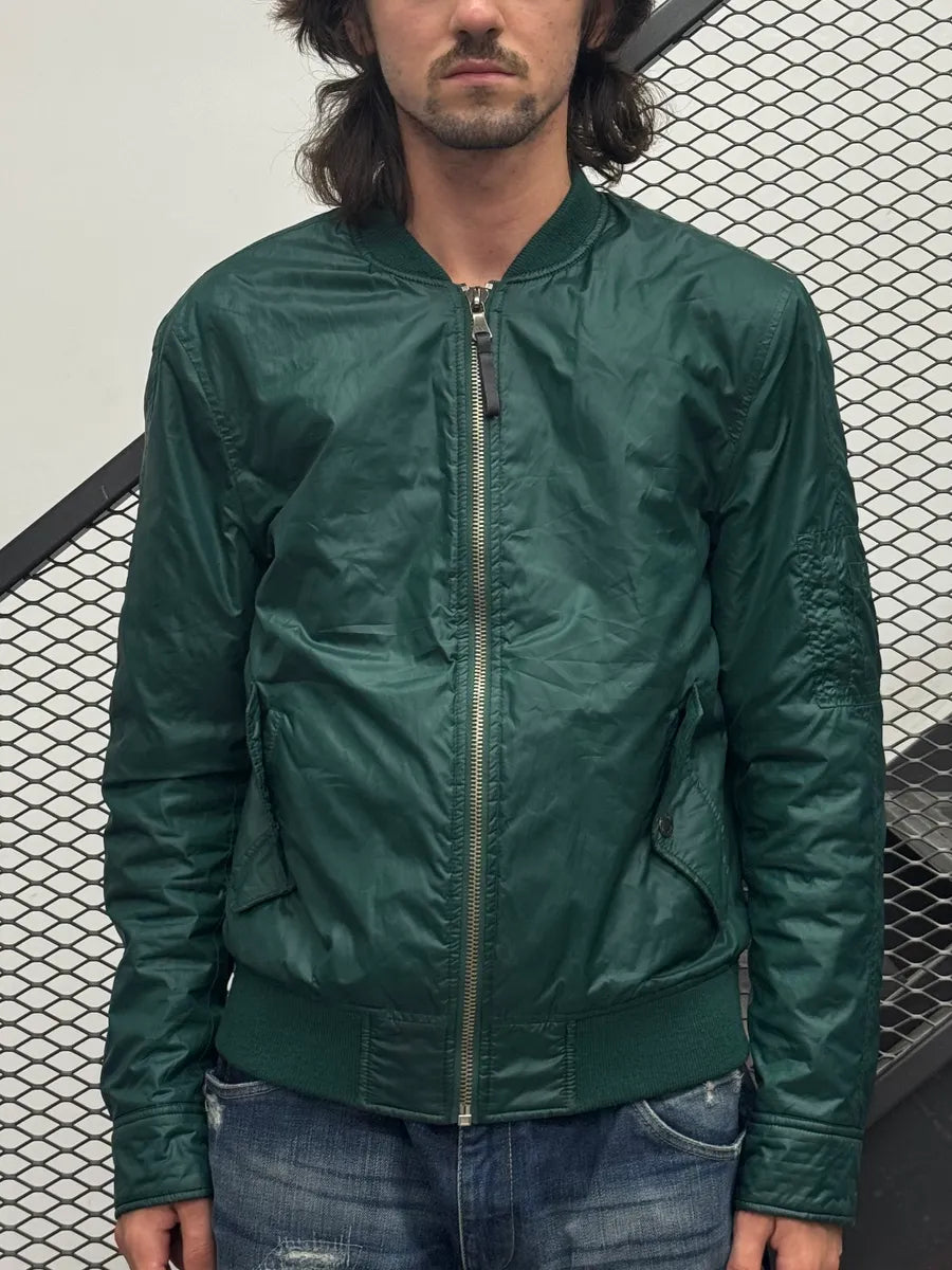 2000s Dolce & Gabbana Nylon Dark Green Forest Bomber Jacket SuycuMK 1