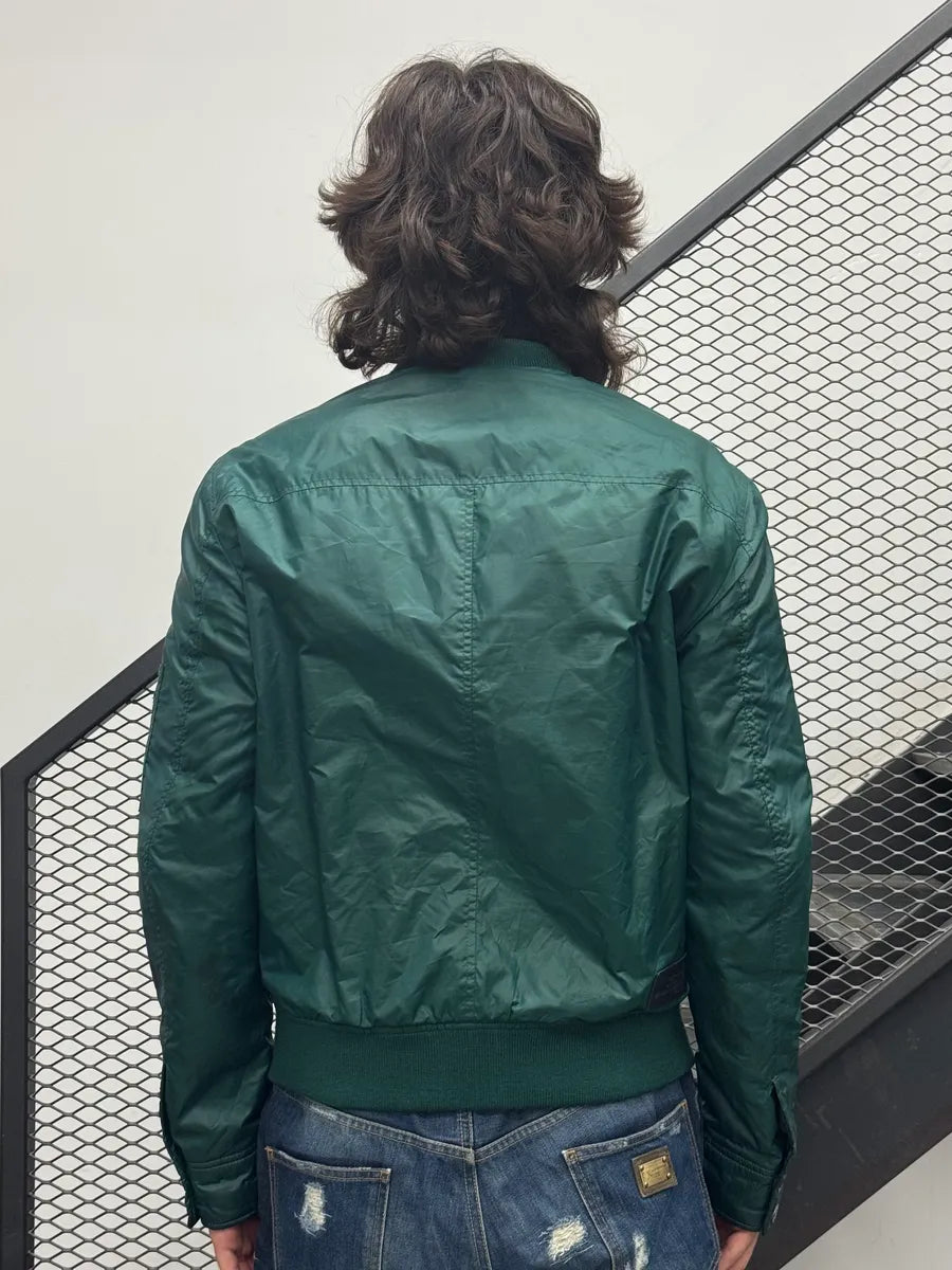 2000s Dolce & Gabbana Nylon Dark Green Forest Bomber Jacket SuycuMK 2