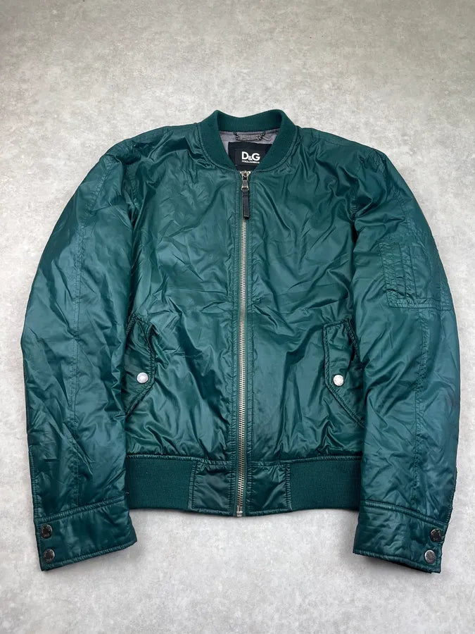 2000s Dolce & Gabbana Nylon Dark Green Forest Bomber Jacket SuycuMK 3