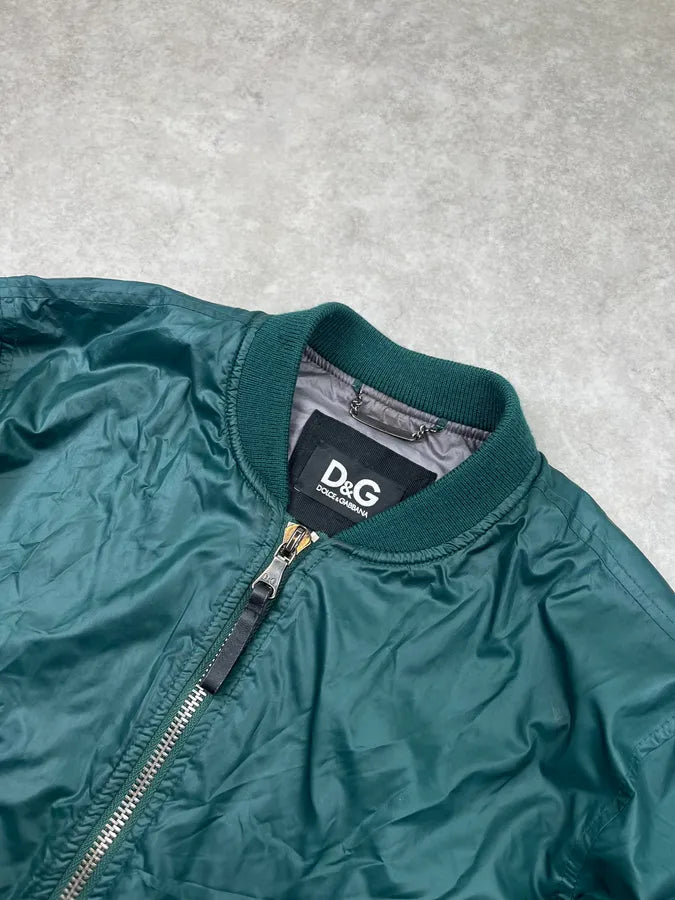 2000s Dolce & Gabbana Nylon Dark Green Forest Bomber Jacket SuycuMK 4