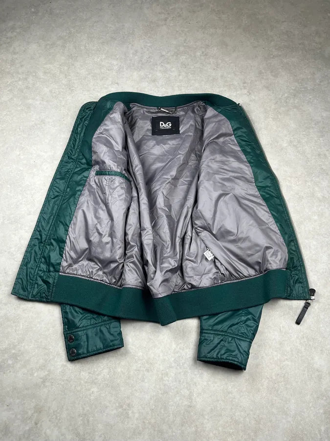 2000s Dolce & Gabbana Nylon Dark Green Forest Bomber Jacket SuycuMK 8