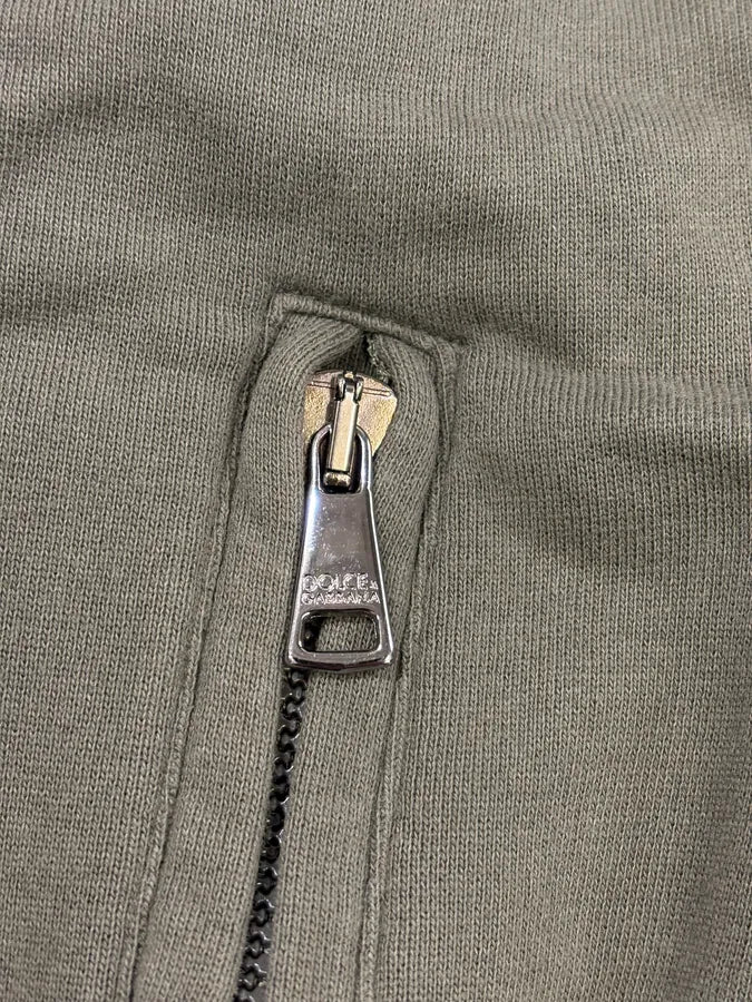 2010s Dolce & Gabbana Olive Army Zip-up Sweater qxAOjDA 8