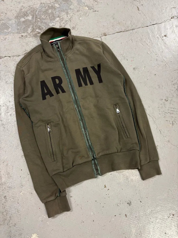 2010s Dolce & Gabbana Olive Army Zip-up Sweater qxAOjDA 3