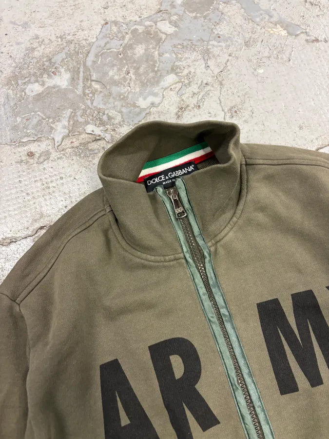 2010s Dolce & Gabbana Olive Army Zip-up Sweater qxAOjDA 4