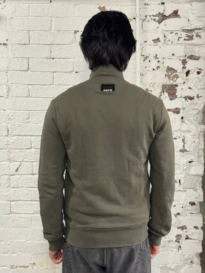 2010s Dolce & Gabbana Olive Army Zip-up Sweater qxAOjDA 2