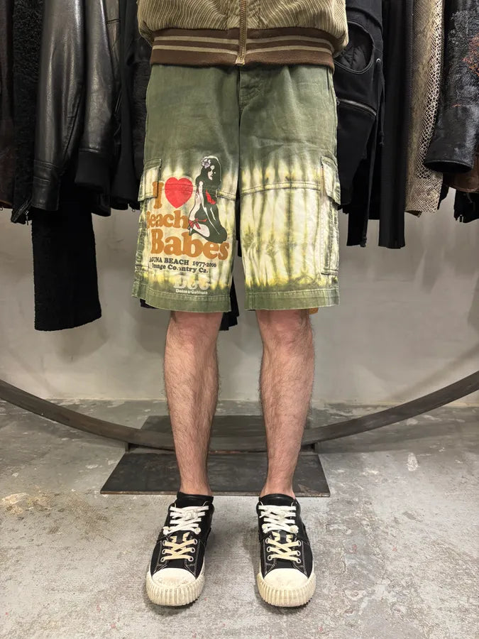 2000s Dolce & Gabbana Olive Beach Babes Cargo Shorts (S/M) bHzqTtK 1