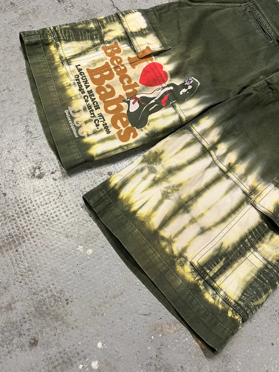 2000s Dolce & Gabbana Olive Beach Babes Cargo Shorts (S/M) bHzqTtK 5