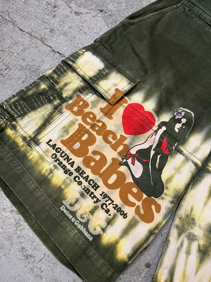 2000s Dolce & Gabbana Olive Beach Babes Cargo Shorts (S/M) bHzqTtK 6