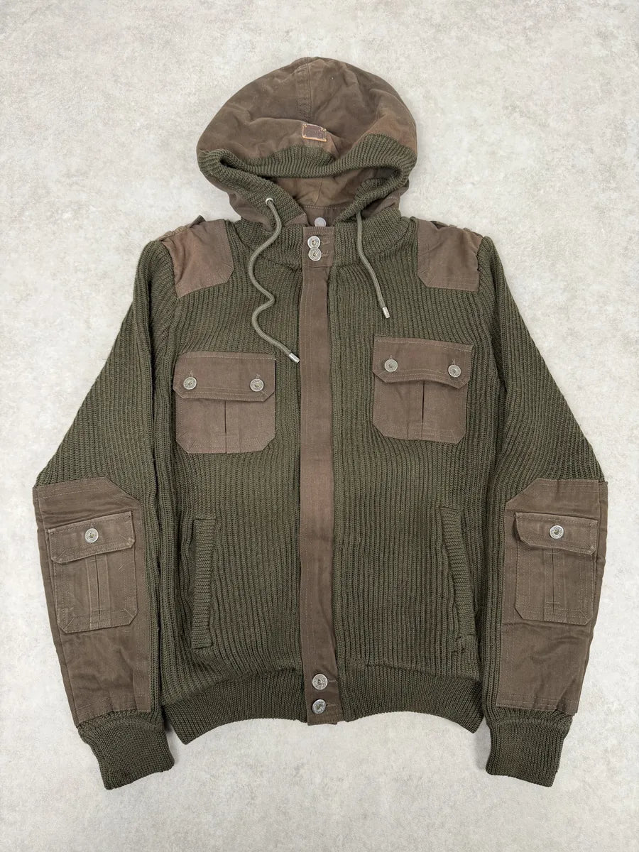 2000s Dolce & Gabbana Olive Cargo Multi Pockets Zip-up Hoodie HCWXCWd 0