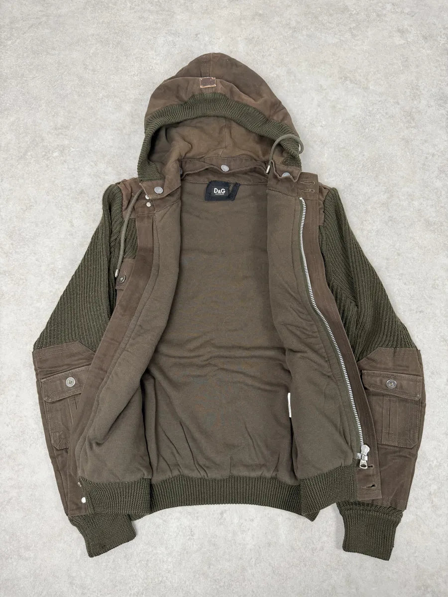 2000s Dolce & Gabbana Olive Cargo Multi Pockets Zip-up Hoodie HCWXCWd 6