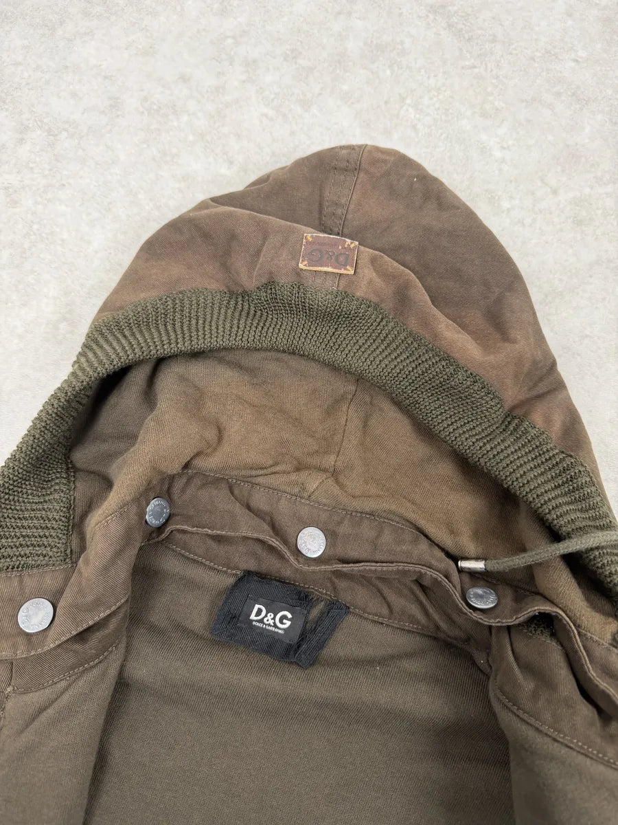 2000s Dolce & Gabbana Olive Cargo Multi Pockets Zip-up Hoodie HCWXCWd 8