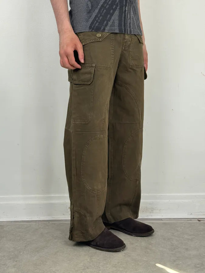 SS2003 Dolce & Gabbana Olive Combat Large Cargo Pants swyQsia 2