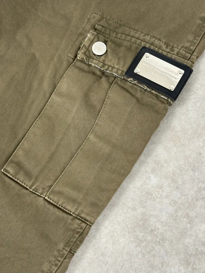 2000s Dolce & Gabbana Zip Ankles Olive Cotton Cargo Pants oYzEfQR 10
