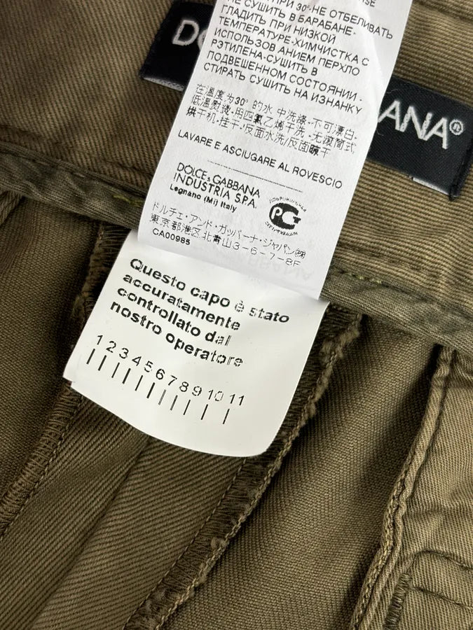 2000s Dolce & Gabbana Zip Ankles Olive Cotton Cargo Pants oYzEfQR 15