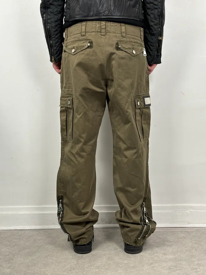 2000s Dolce & Gabbana Zip Ankles Olive Cotton Cargo Pants oYzEfQR 3