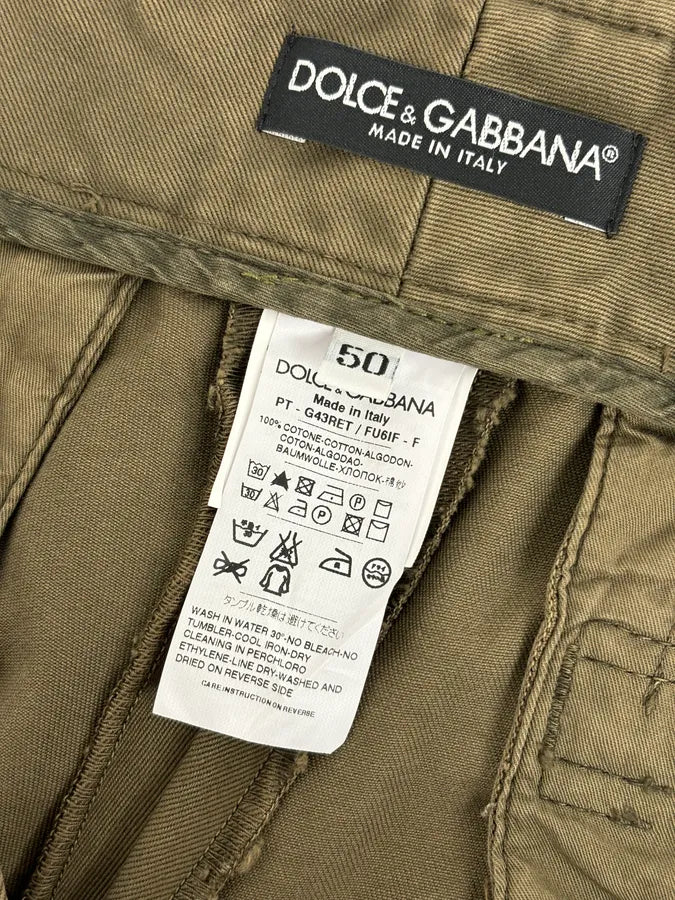 2000s Dolce & Gabbana Zip Ankles Olive Cotton Cargo Pants oYzEfQR 14
