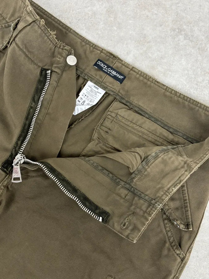 2000s Dolce & Gabbana Zip Ankles Olive Cotton Cargo Pants oYzEfQR 9