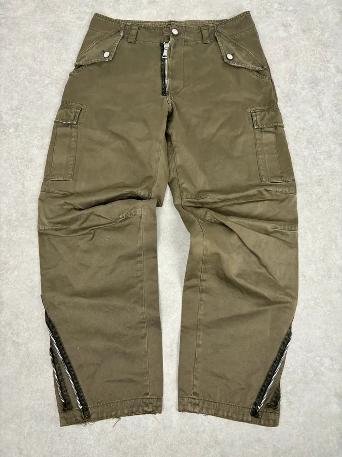 2000s Dolce & Gabbana Zip Ankles Olive Cotton Cargo Pants oYzEfQR 0