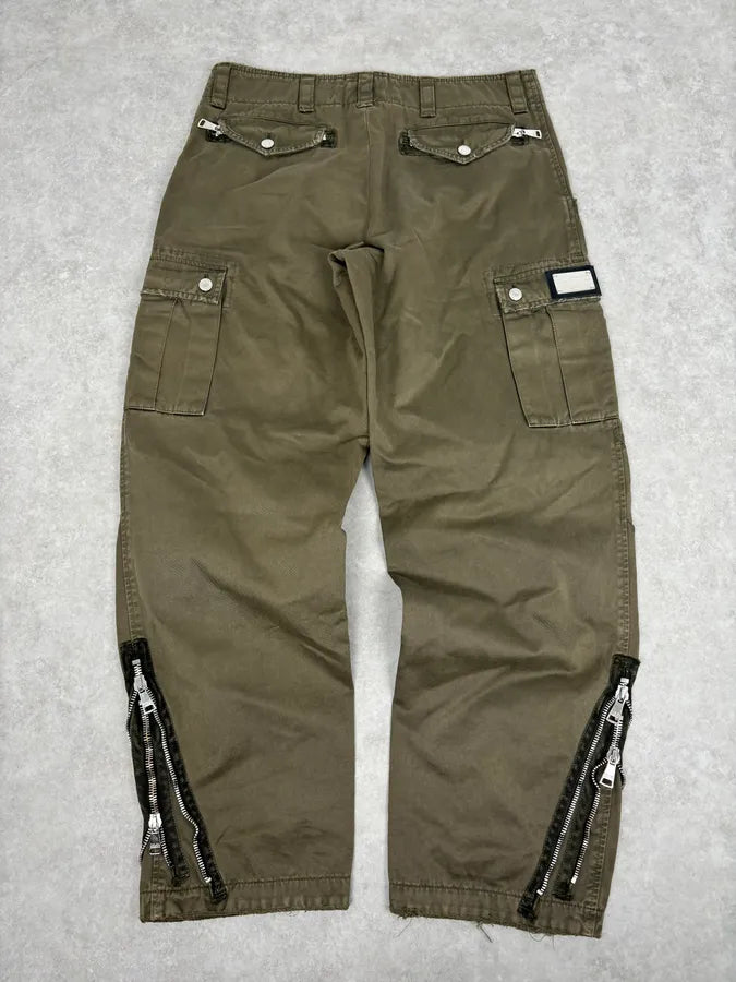 2000s Dolce & Gabbana Zip Ankles Olive Cotton Cargo Pants oYzEfQR 5