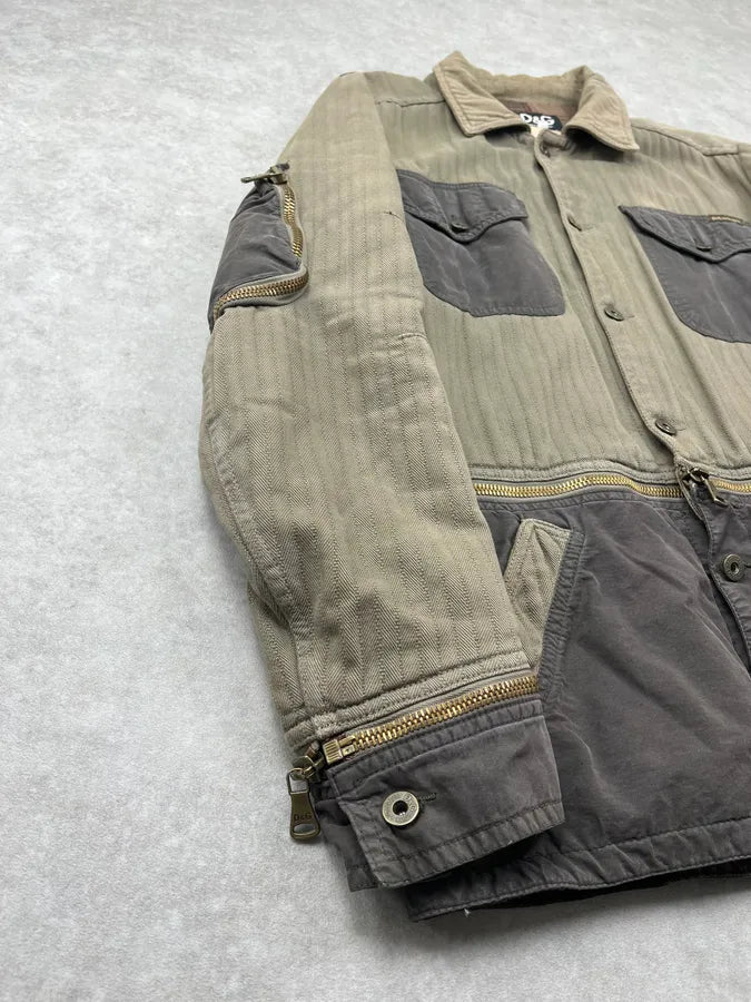 AW2003 Dolce & Gabbana Olive Detachable Cargo Long Jacket myWmCvg 5