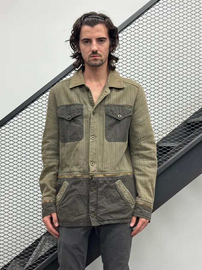 AW2003 Dolce & Gabbana Olive Detachable Cargo Long Jacket myWmCvg 1