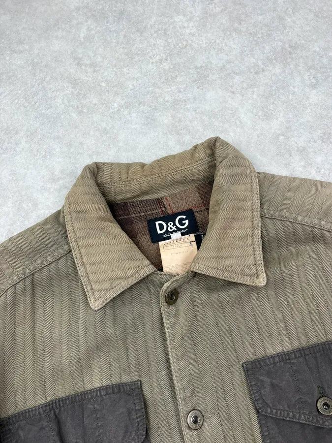 AW2003 Dolce & Gabbana Olive Detachable Cargo Long Jacket myWmCvg 3
