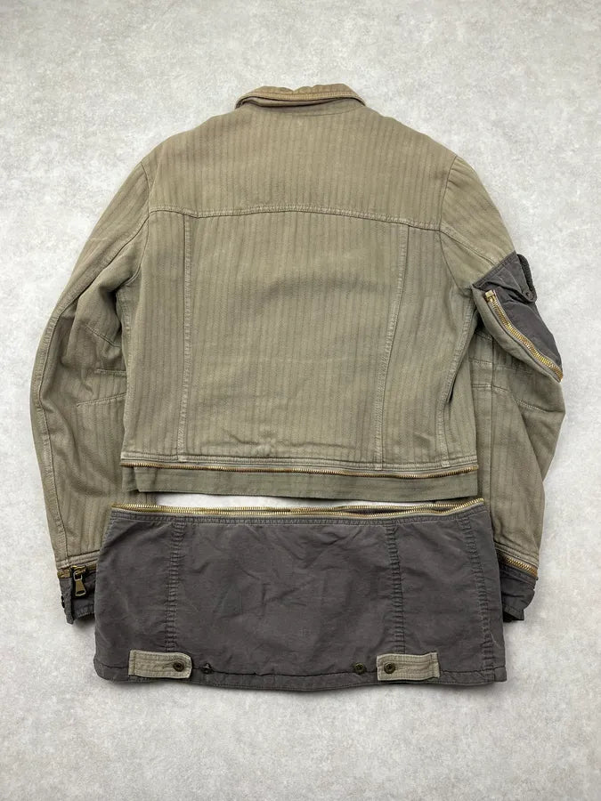 AW2003 Dolce & Gabbana Olive Detachable Cargo Long Jacket myWmCvg 6